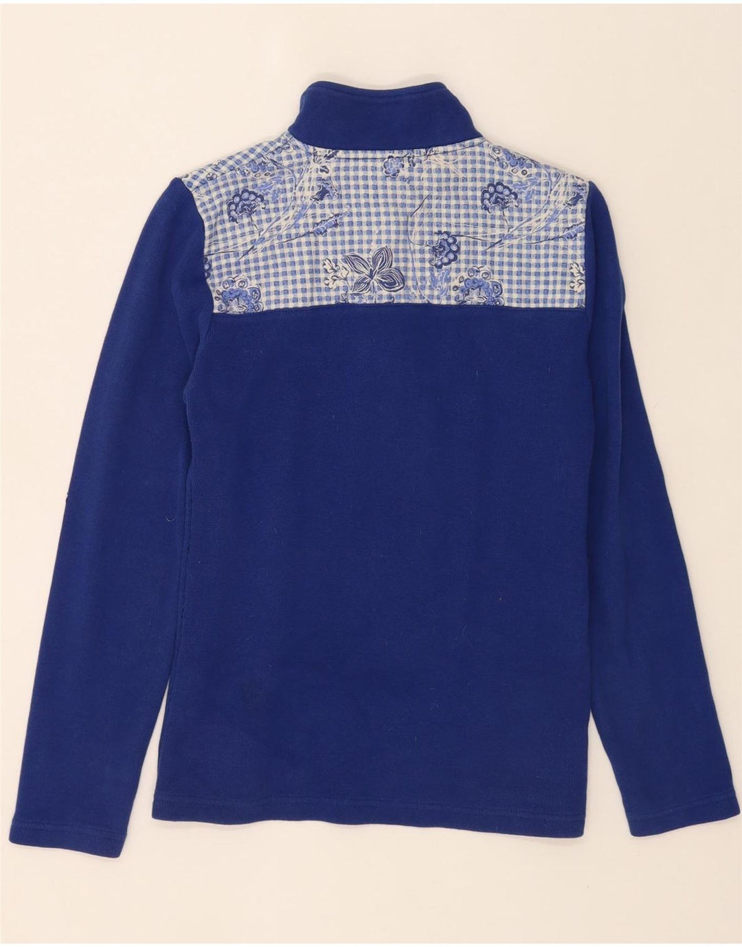 ORVIS Womens Button Neck Top Long Sleeve UK 10 Small Blue Floral Vintage Orvis and Second-Hand Orvis from Messina Hembry 