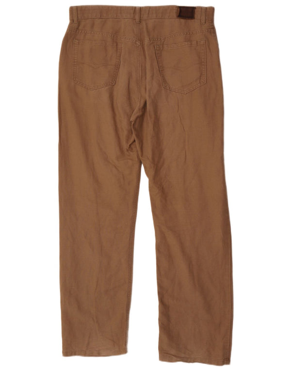 Marks & Spencer Mens Blue Harbour Straight Casual Trousers W36 L31 Brown