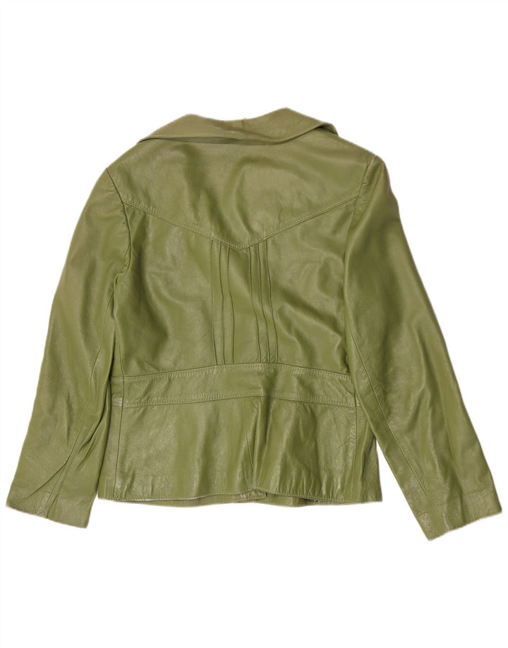 Vintage Womens 4 Button Blazer Jacket IT 44 Medium Green Leather