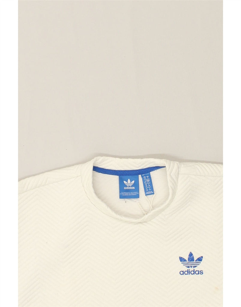 ADIDAS Womens Sweatshirt Jumper UK 10 Small White Polyester | Vintage Adidas | Thrift | Second-Hand Adidas | Used Clothing | Messina Hembry 