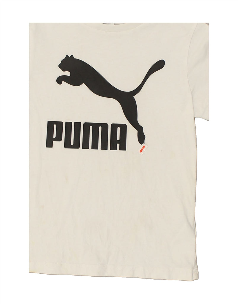 PUMA Boys Graphic T-Shirt Top 7-8 Years White Cotton | Vintage Puma | Thrift | Second-Hand Puma | Used Clothing | Messina Hembry 