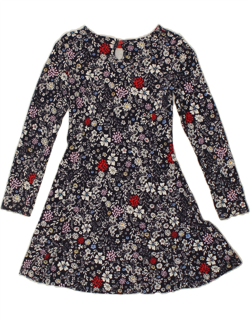 JOULES Girls A-Line Dress 7-8 Years Navy Blue Floral Cotton | Vintage Joules | Thrift | Second-Hand Joules | Used Clothing | Messina Hembry 