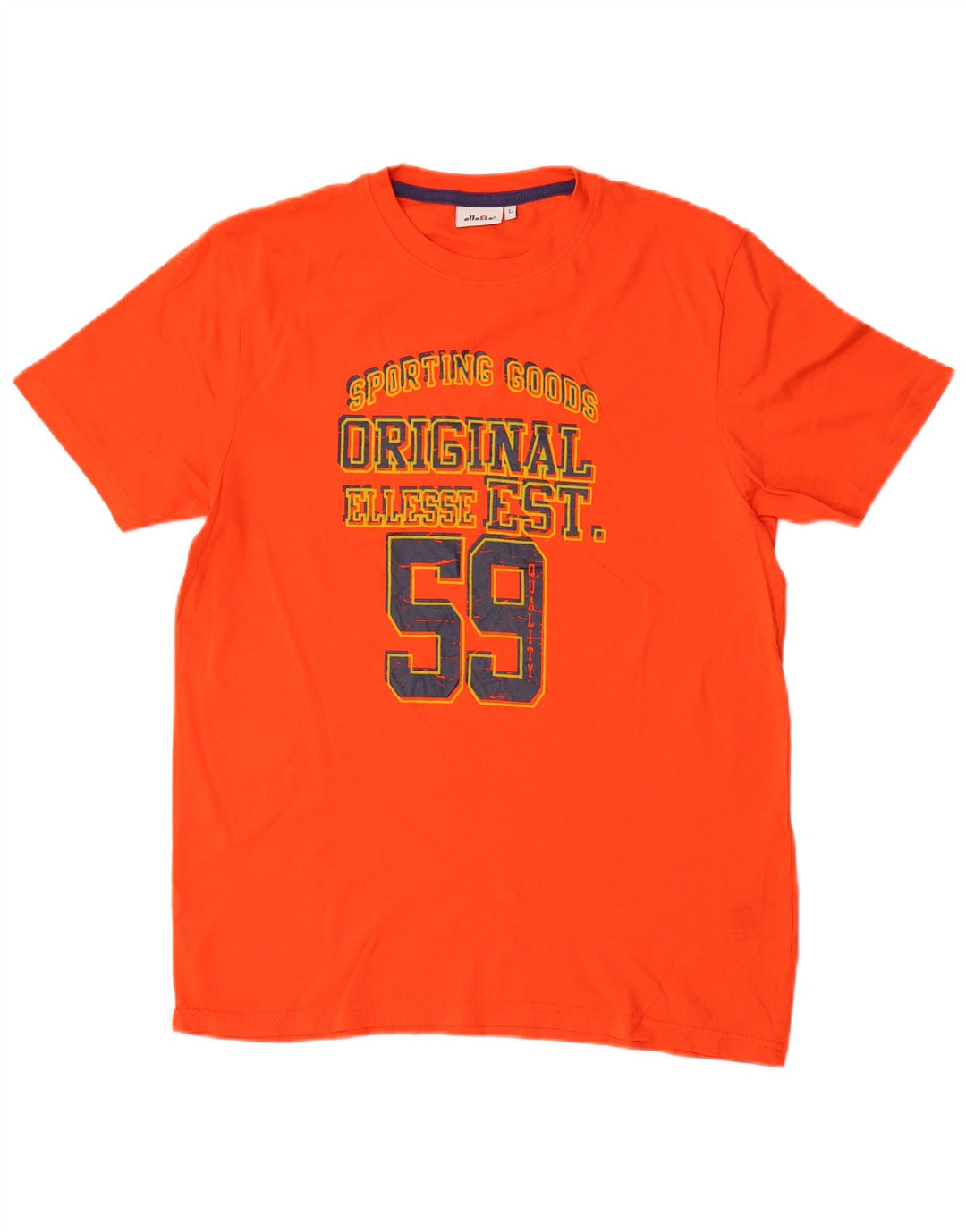 Ellesse Mens Graphic T-Shirt Top Large Orange Cotton