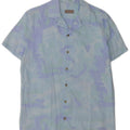 Zara Mens Abstract Pattern Short Sleeve Shirt Medium Blue