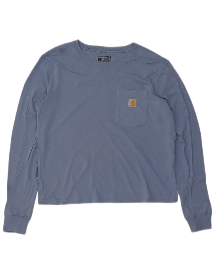 Carhartt Womens Oversized Top Long Sleeve US 0/2 XS Blue Cotton