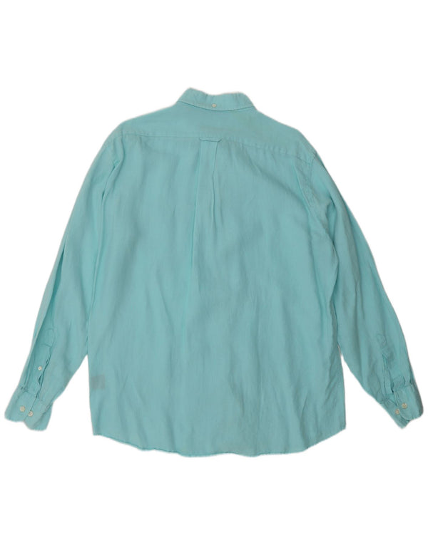 Faconnable Mens Shirt Medium Blue Linen