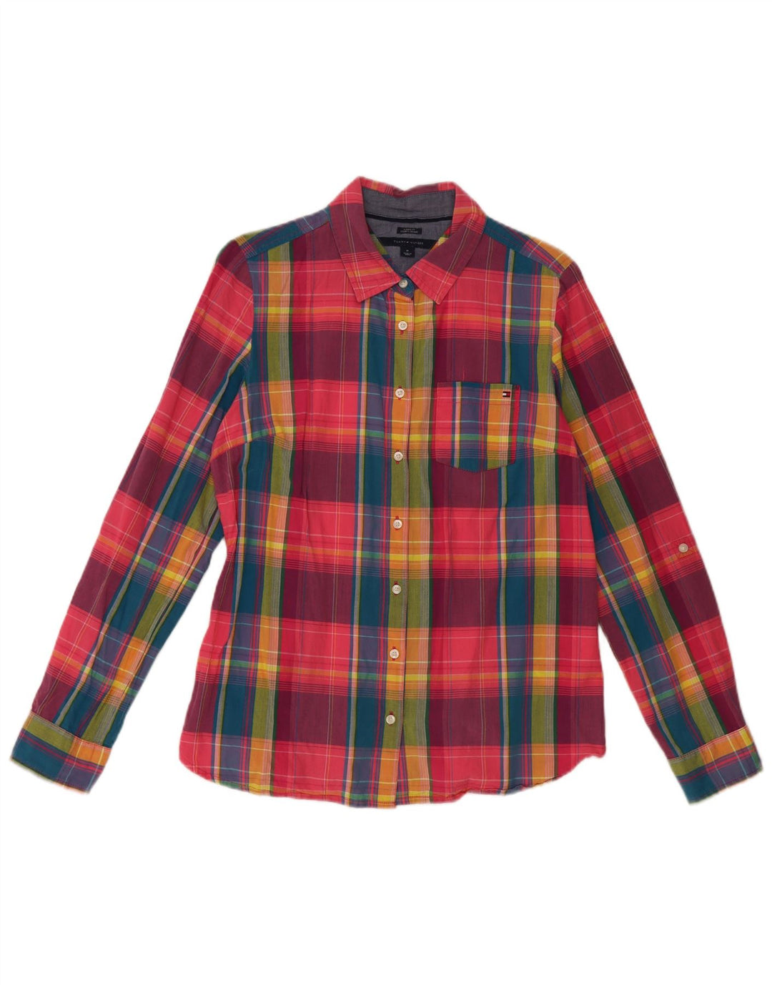 Tommy Hilfiger Womens Classic Fit Shirt UK 12 Medium Multicoloured Check