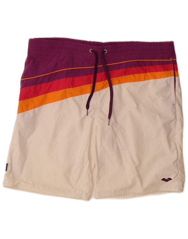 Arena Mens Graphic Swimming Shorts Large White Colourblock Polyamide