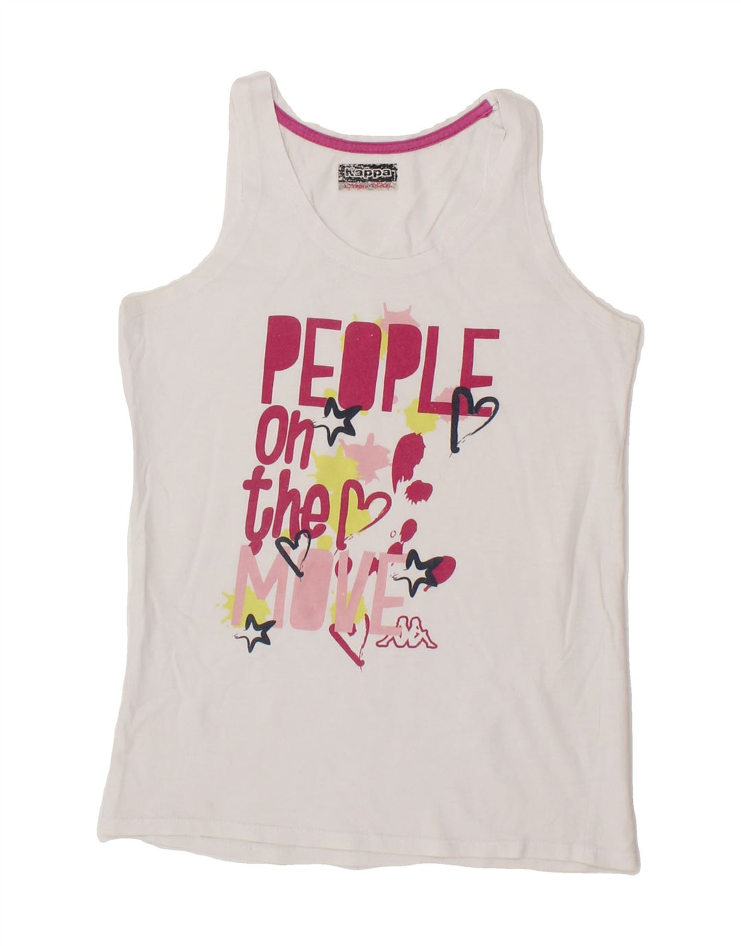 KAPPA Girls Graphic Vest Top 11-12 Years White Vintage Kappa and Second-Hand Kappa from Messina Hembry 