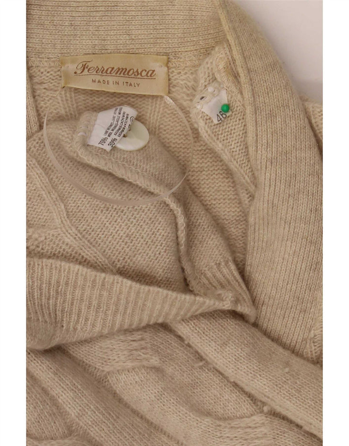 Ferramosca Womens Oversized Cardigan Sweater IT 46 Large Beige Wool