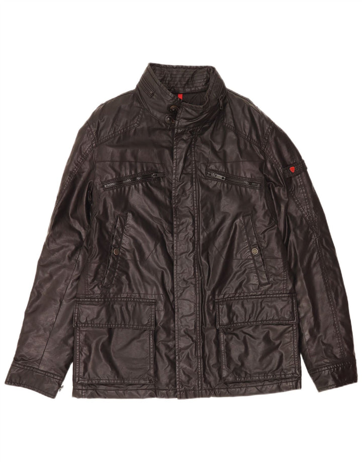 Strellson Mens Waxed Cotton Utility Jacket IT 50 Large Black Cotton
