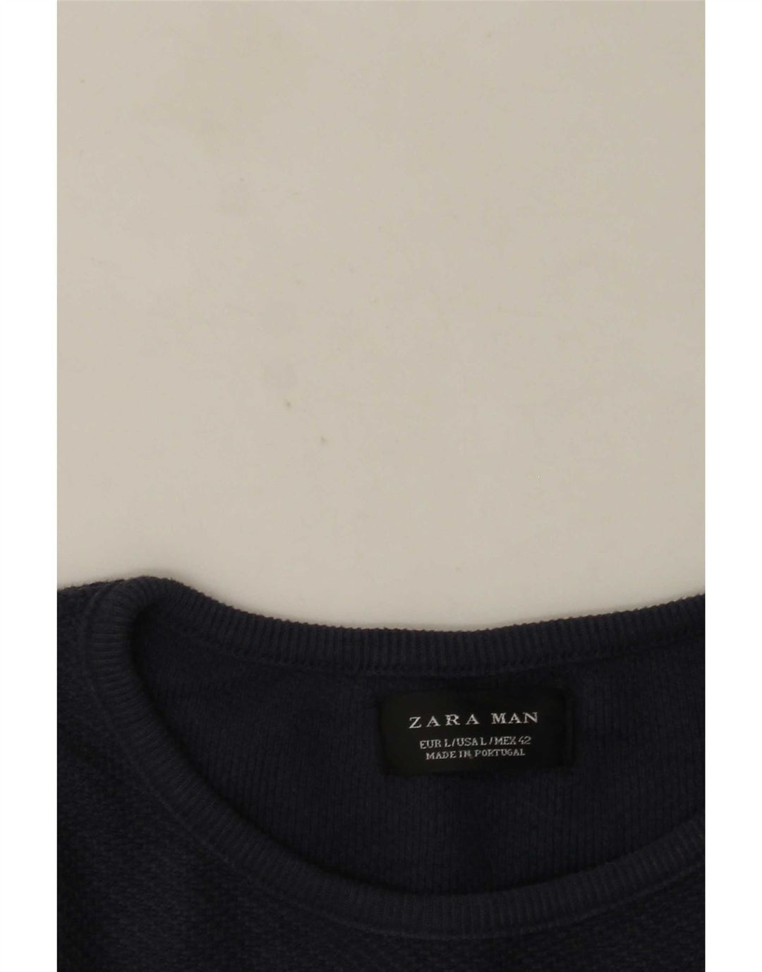 Zara Mens Crew Neck Jumper Sweater Large Navy Blue