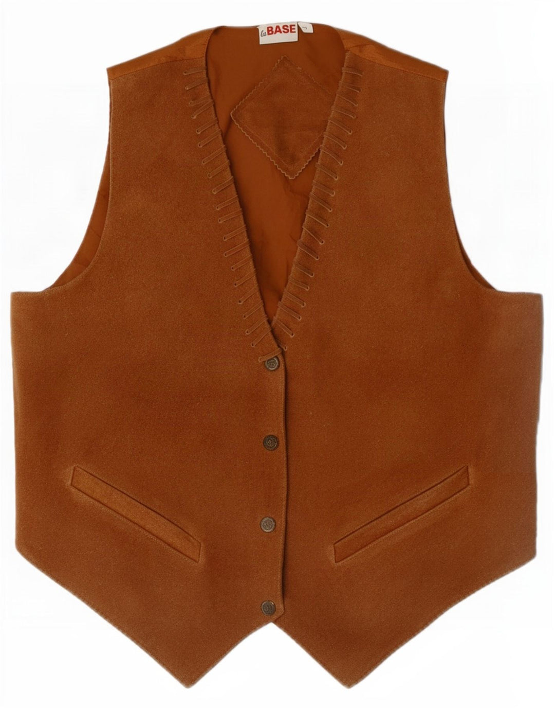 Vintage Mens Suede Waistcoat Small Beige Leather