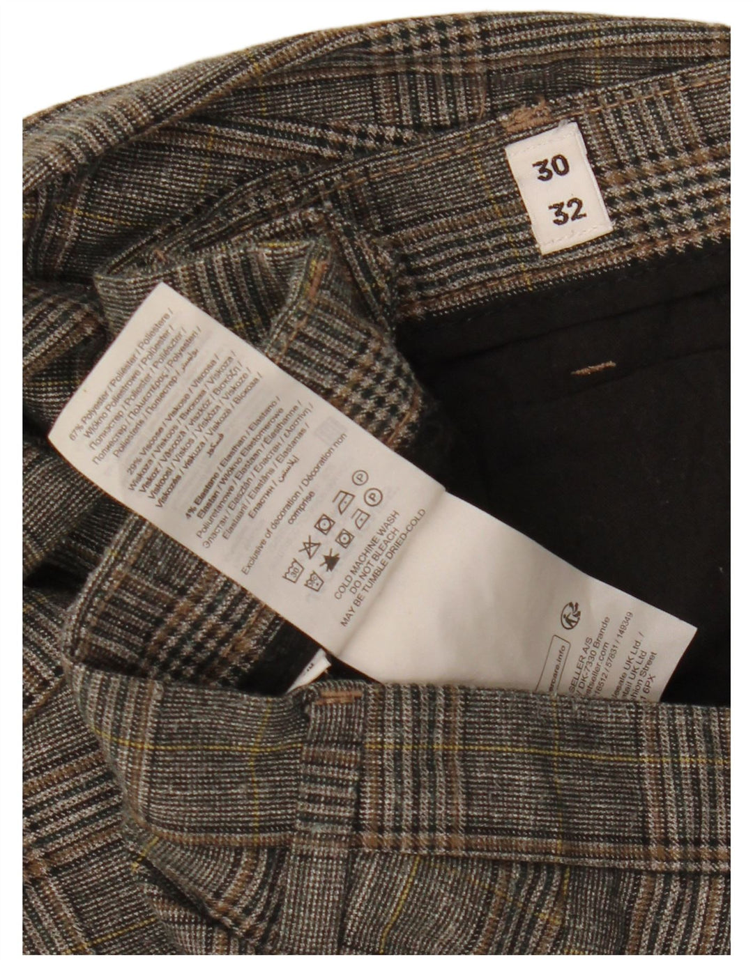 Jack & Jones Mens Slim Suit Trousers W30 L32 Grey Check Polyester