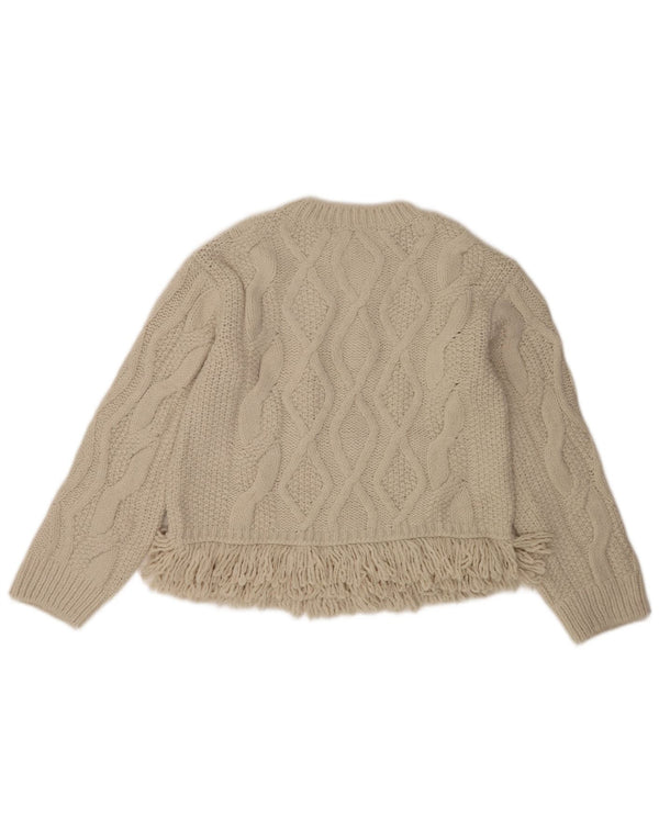 Marks & Spencer Womens Oversized Boat Neck Jumper Sweater UK 10 Small Beige