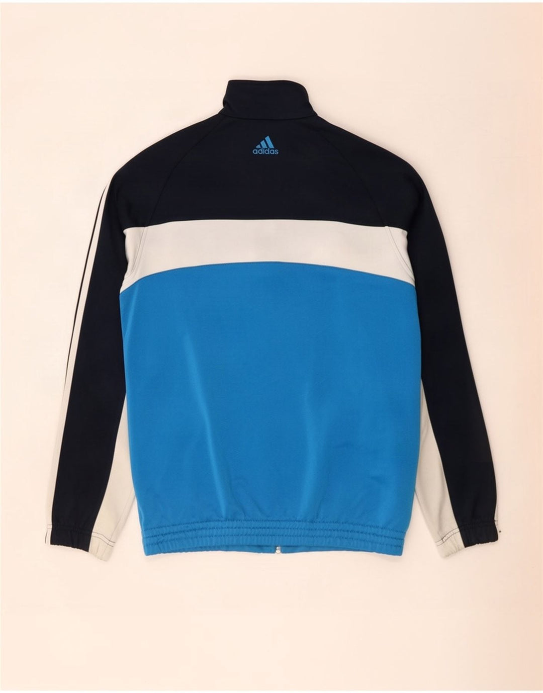 Adidas Mens Tracksuit Top Jacket UK 38/40 Medium Blue Colourblock Polyester