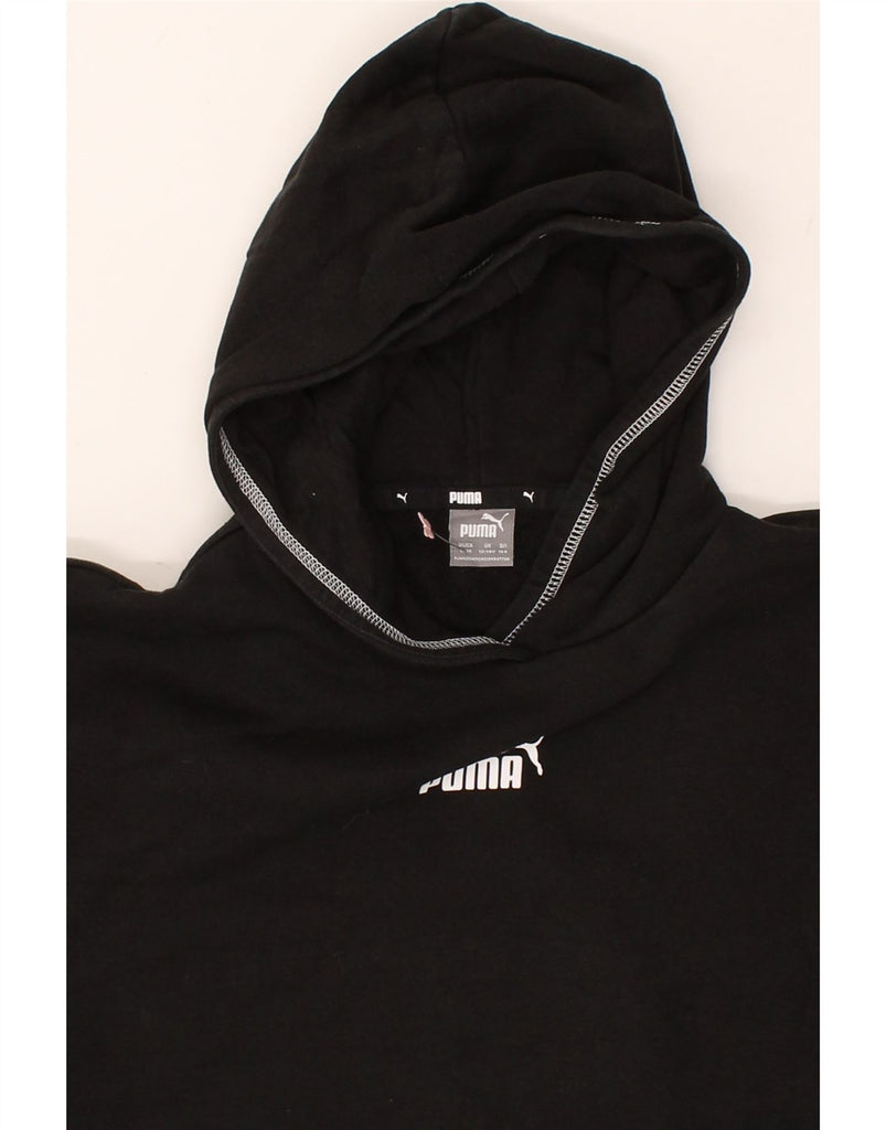 PUMA Girls Graphic Hoodie Jumper 13-14 Years Black Cotton | Vintage Puma | Thrift | Second-Hand Puma | Used Clothing | Messina Hembry 