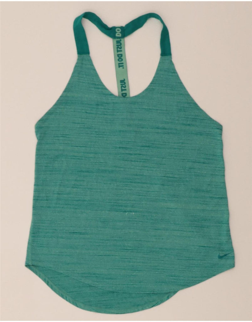 NIKE Womens Dri Fit Vest Top UK 10 Small Green Flecked Vintage Nike and Second-Hand Nike from Messina Hembry 