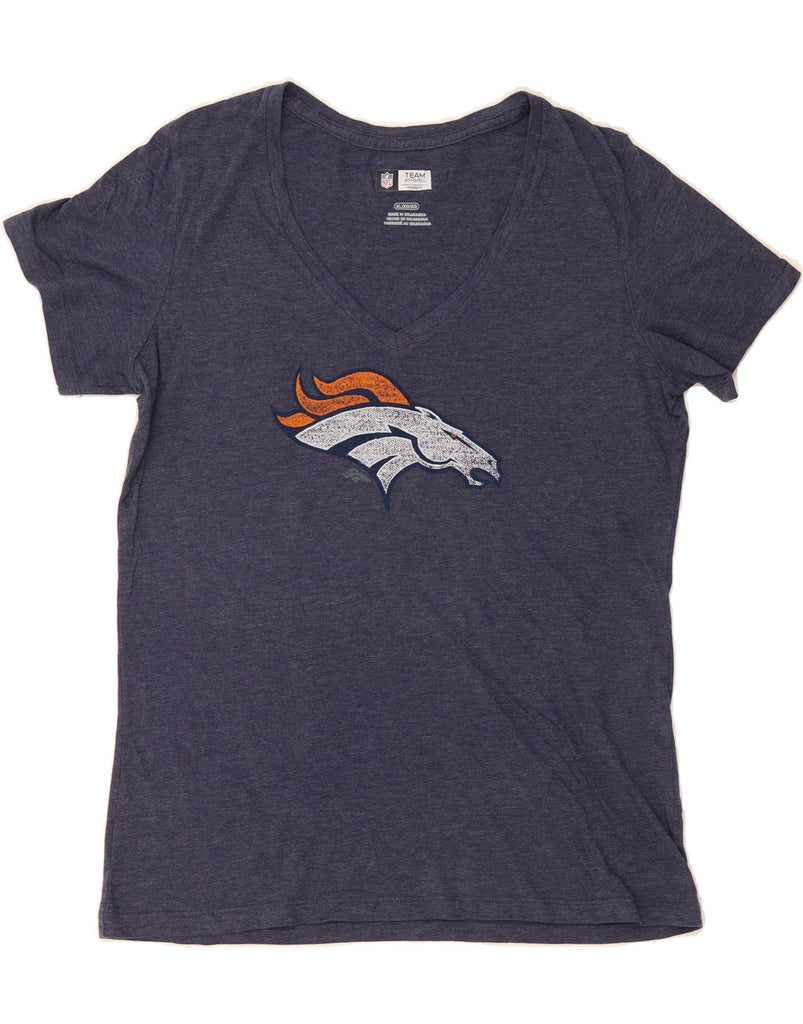 NFL Womens Denver Broncos Graphic T-Shirt Top UK 18 XL Navy Blue Cotton Vintage NFL and Second-Hand NFL from Messina Hembry 