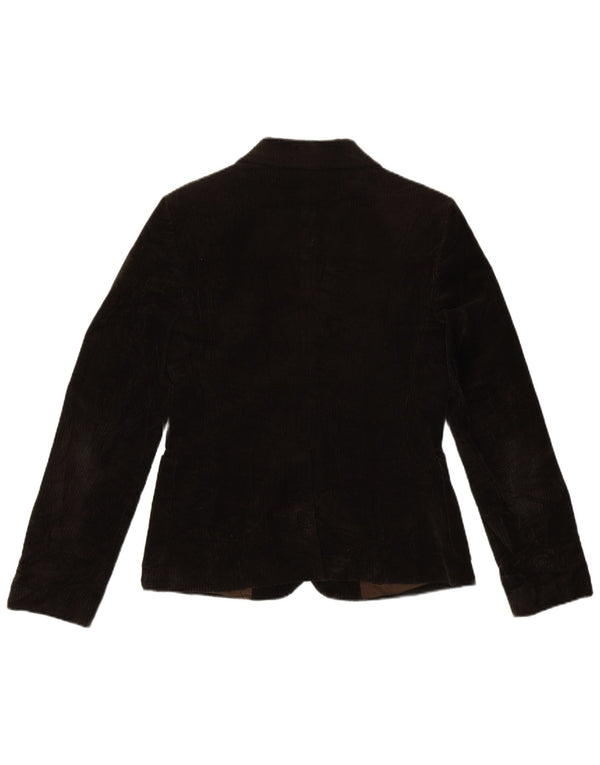 Benetton Womens 3 Button Corduroy Blazer Jacket IT 42 Medium Brown Cotton