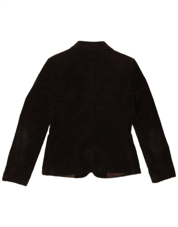Benetton Womens 3 Button Corduroy Blazer Jacket IT 42 Medium Brown Cotton