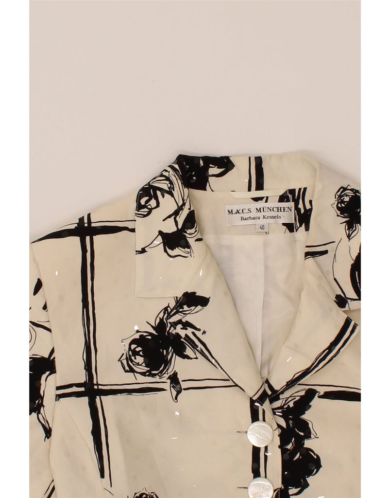 BARBARA KESSELS Womens 5 Button Blazer Jacket EU 40 Medium Beige Floral Vintage Barbara Kessels and Second-Hand Barbara Kessels from Messina Hembry 