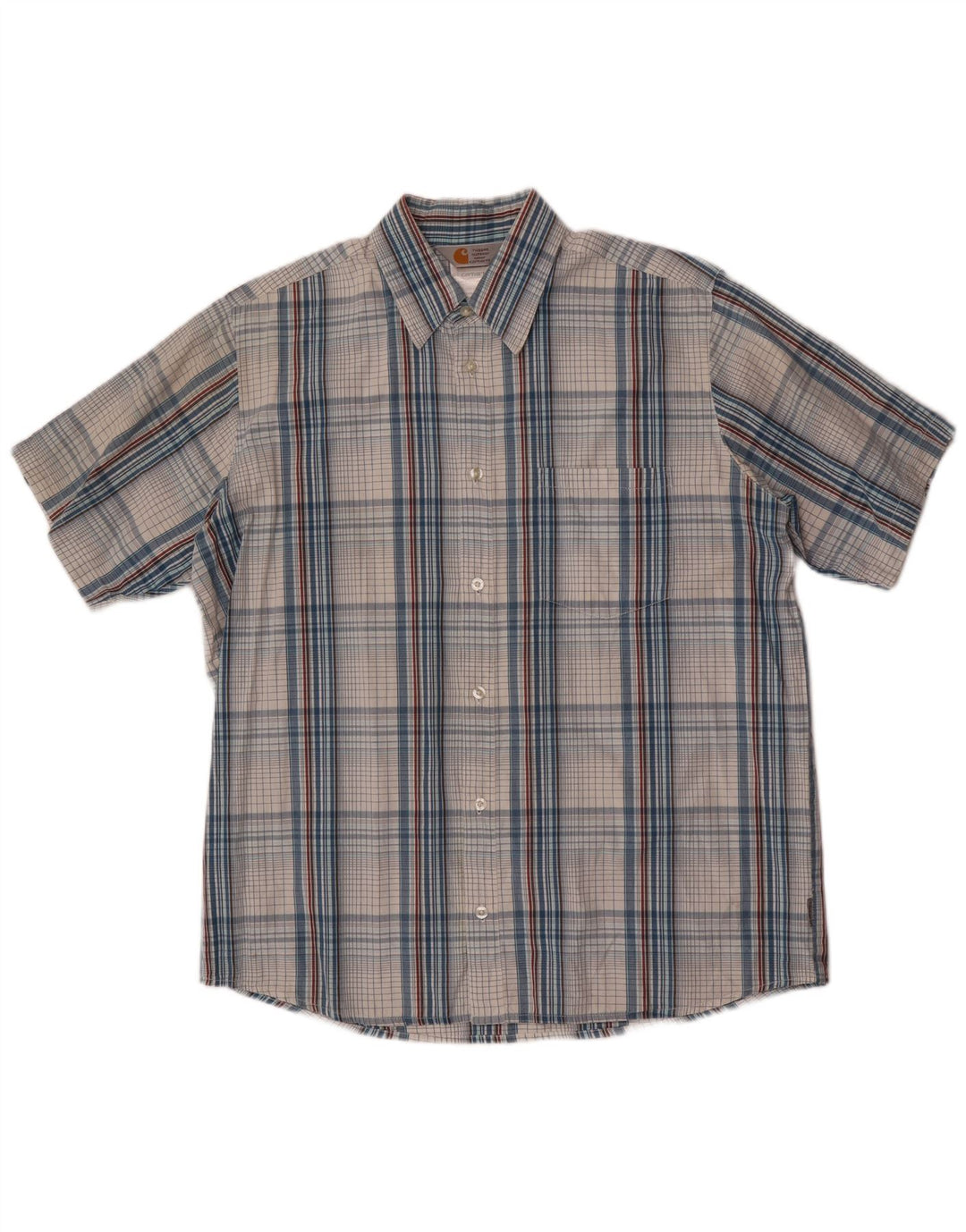 Carhartt Mens Short Sleeve Shirt Large Blue Check Cotton