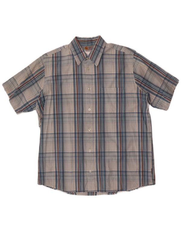 Carhartt Mens Short Sleeve Shirt Large Blue Check Cotton