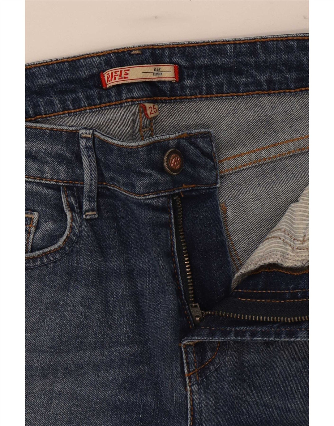 Rifle Womens Skinny Jeans W25 L29 Blue Cotton