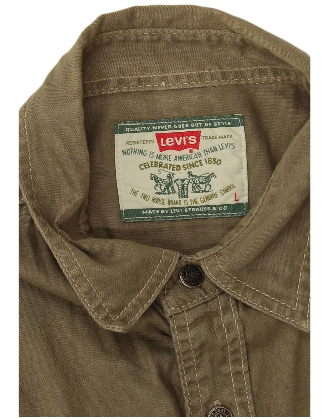 Levi's Mens Shirt Large Khaki Cotton