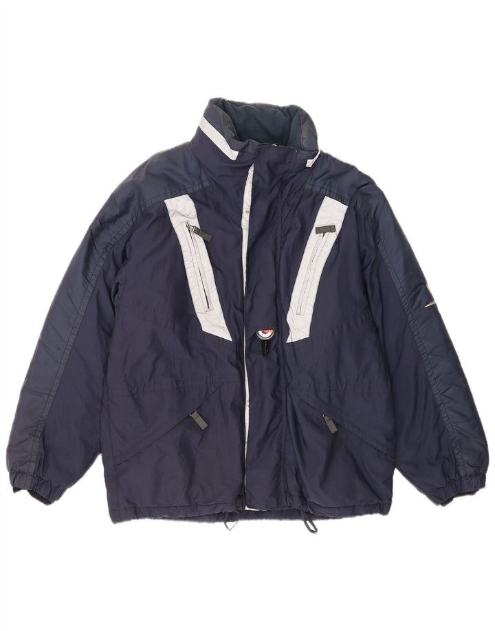 Belfe & Mens Ski Jacket IT 48 Medium Navy Blue Colourblock Polyamide