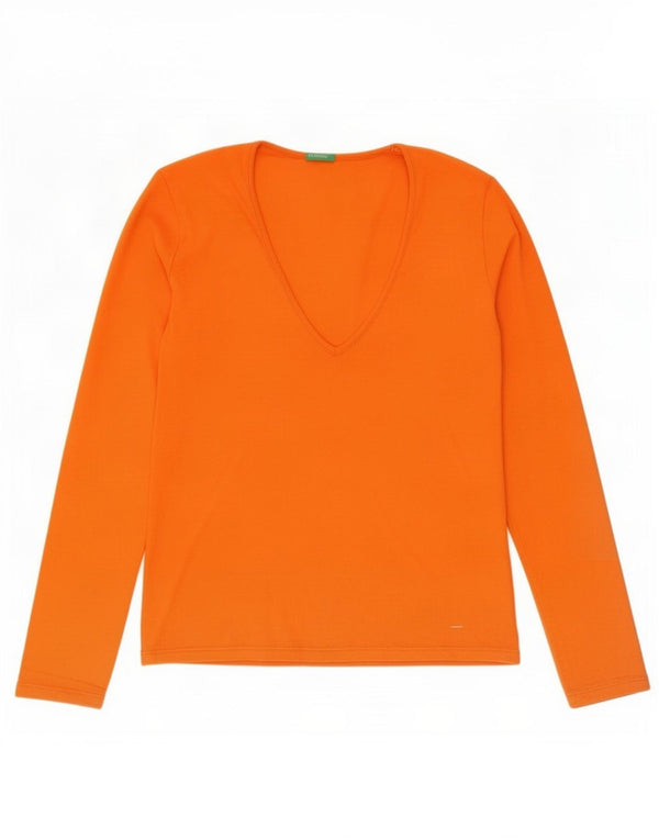 Benetton Womens Top Long Sleeve UK 10 Small Orange