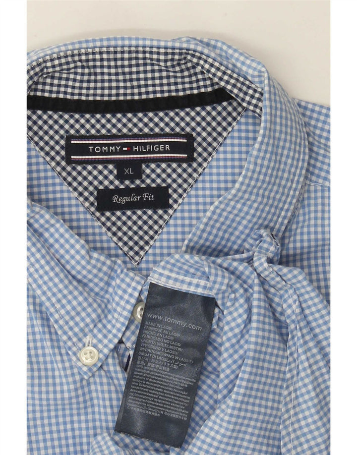 Tommy Hilfiger Mens Regular Fit Shirt XL Blue Gingham Cotton