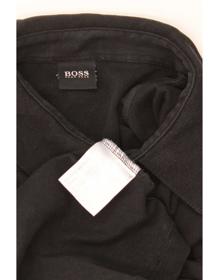 Hugo Boss Mens Long Sleeve Polo Shirt Large Black Cotton