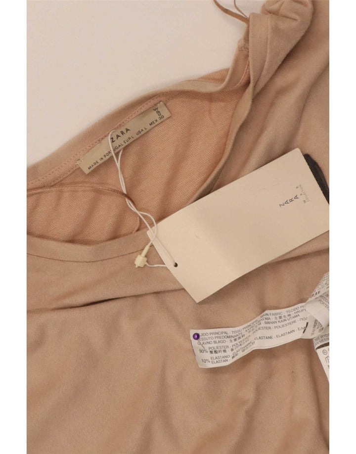 Zara Womens Vest Top UK 16 Large Beige Polyester