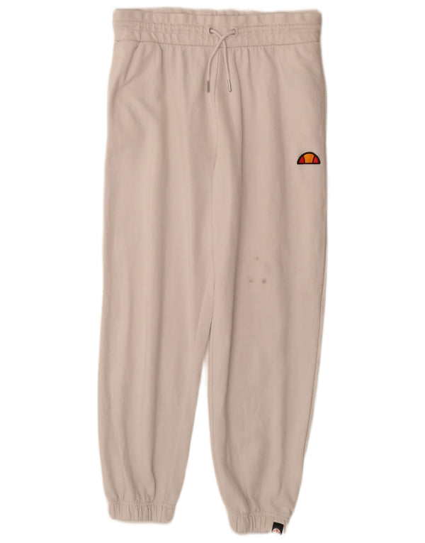 ELLESSE Womens Tracksuit Trousers Joggers UK 14 Large Off White Cotton