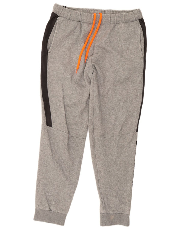 Puma Mens Graphic Tracksuit Trousers Joggers Large Grey Colourblock Cotton