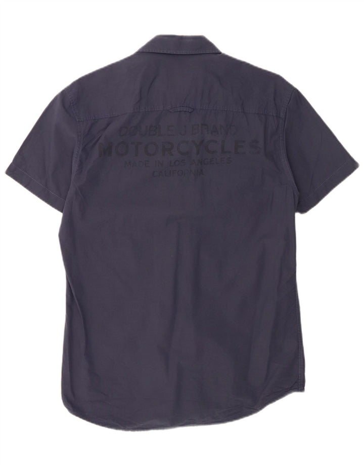 JACK & JONES Mens Short Sleeve Shirt Large Navy Blue Cotton