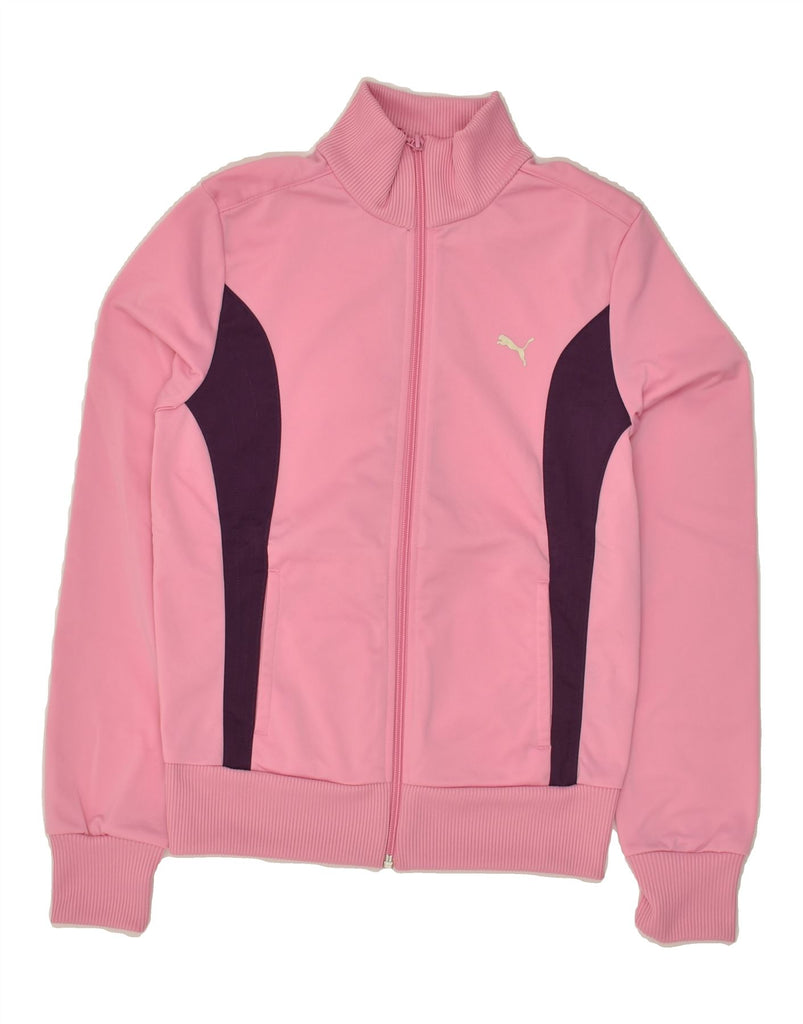 PUMA Womens Graphic Tracksuit Top Jacket UK 10 Small  Pink Colourblock | Vintage Puma | Thrift | Second-Hand Puma | Used Clothing | Messina Hembry 