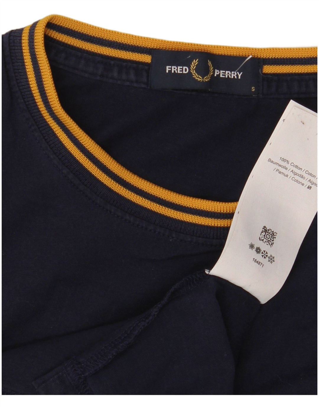 Fred Perry Mens T-Shirt Top Small Navy Blue Cotton