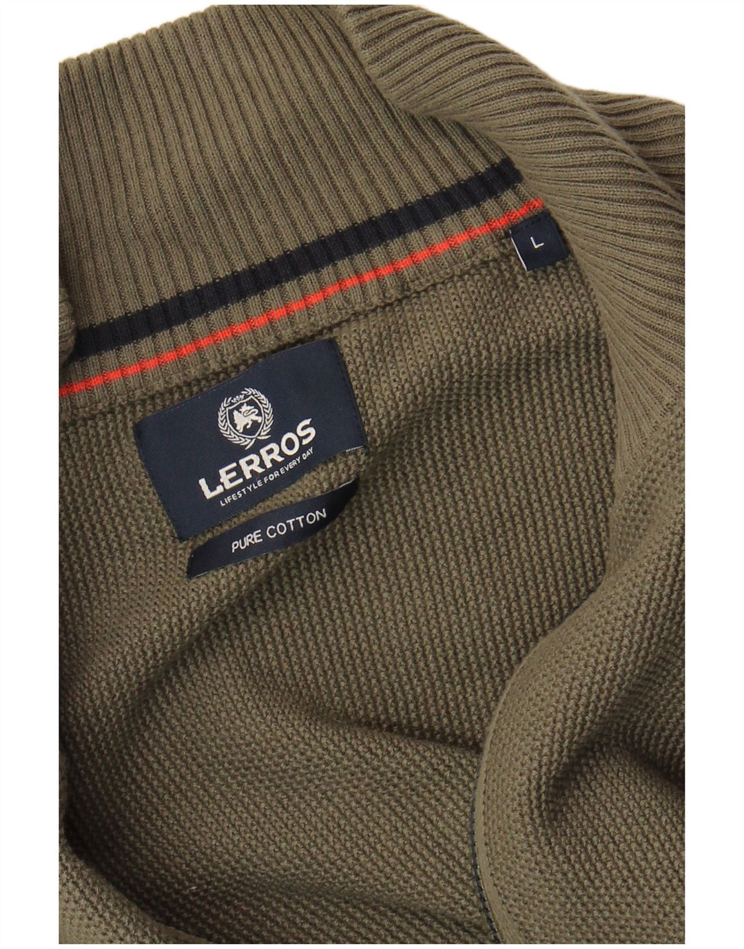 Lerros Mens Cardigan Sweater Large Khaki Cotton