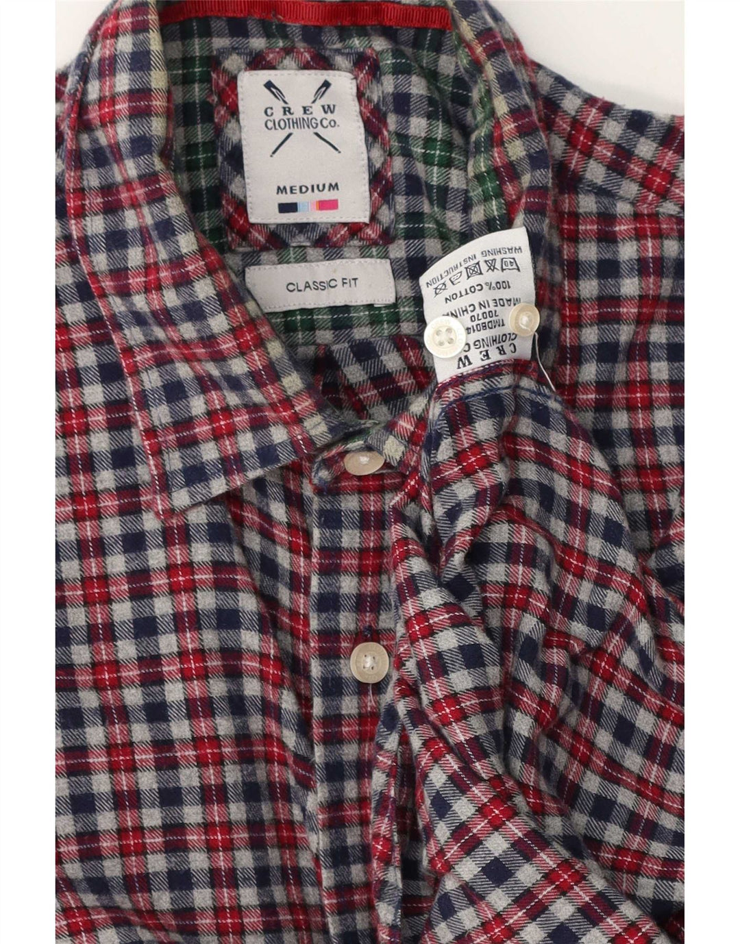 Crew Clothing Mens Classic Fit Flannel Shirt Medium Grey Check Cotton