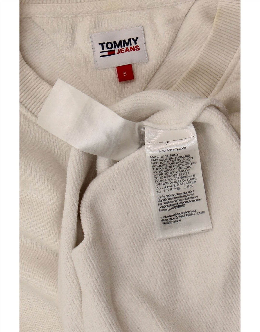 Tommy Hilfiger Womens Crop Graphic Sweatshirt Jumper UK 10 Small White