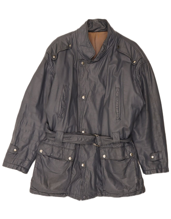 Vintage Mens Leather Jacket UK 40 Large Grey