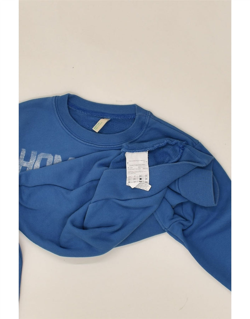 BENETTON Boys Graphic Sweatshirt Jumper 7-8 Years Medium Blue Cotton | Vintage Benetton | Thrift | Second-Hand Benetton | Used Clothing | Messina Hembry 