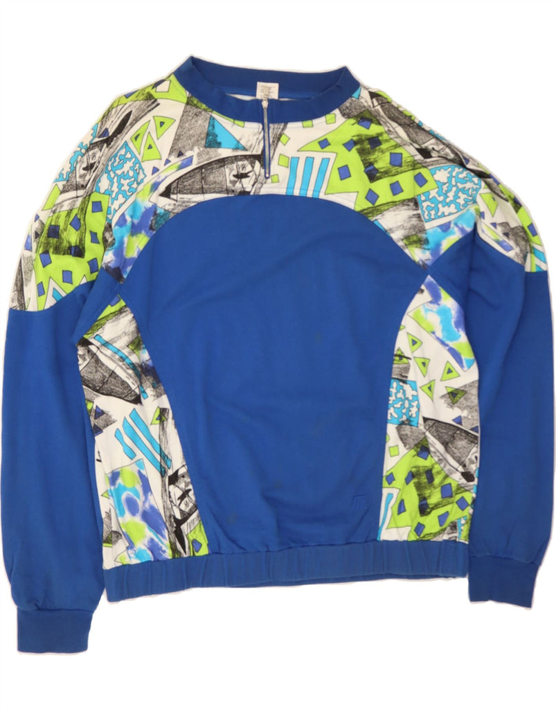 MEDICO Mens Full Tracksuit Large  Blue Geometric Cotton Vintage Medico and Second-Hand Medico from Messina Hembry 