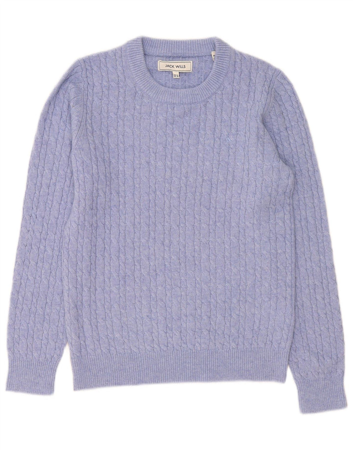 Jack Wills Womens Crew Neck Jumper Sweater UK 12 Medium Purple Wool