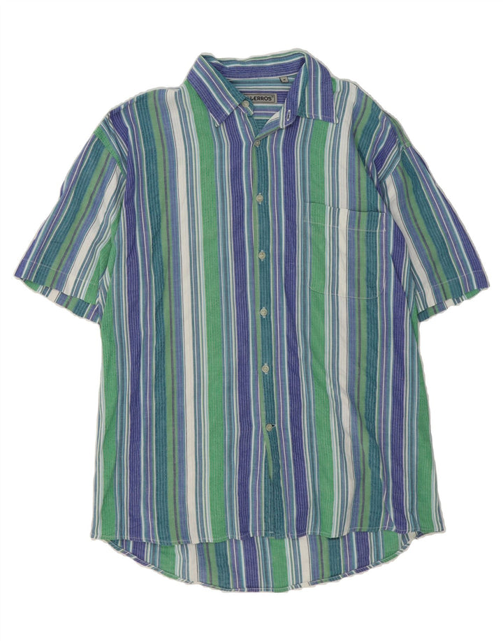 LERROS Mens Short Sleeve Shirt Medium Multicoloured Striped Cotton Vintage Lerros and Second-Hand Lerros from Messina Hembry 