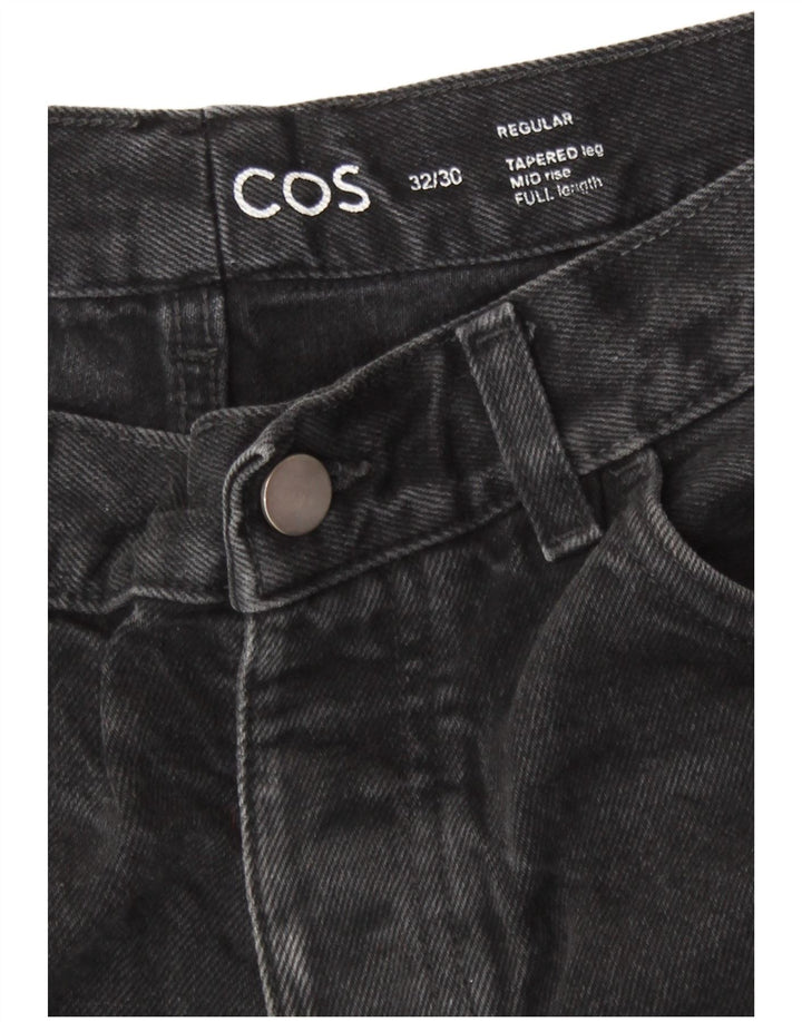 Cos Womens Mid Rise Regular Tapered Jeans W32 L26 Black Cotton