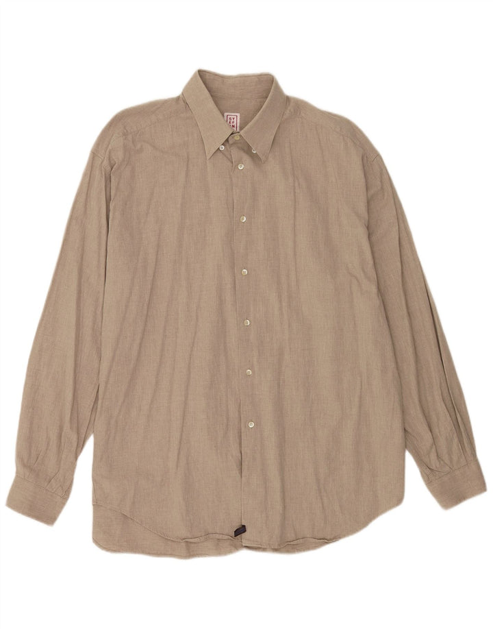 Stefanel Mens Shirt XL Beige Cotton